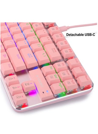 87 Keys RGB Mechanical Gaming Keyboard, Brown Switches, Hot Swappable, Wired Gaming Keyboard for Windows/MacOS/Android PC Gamers, Pink - view 3
