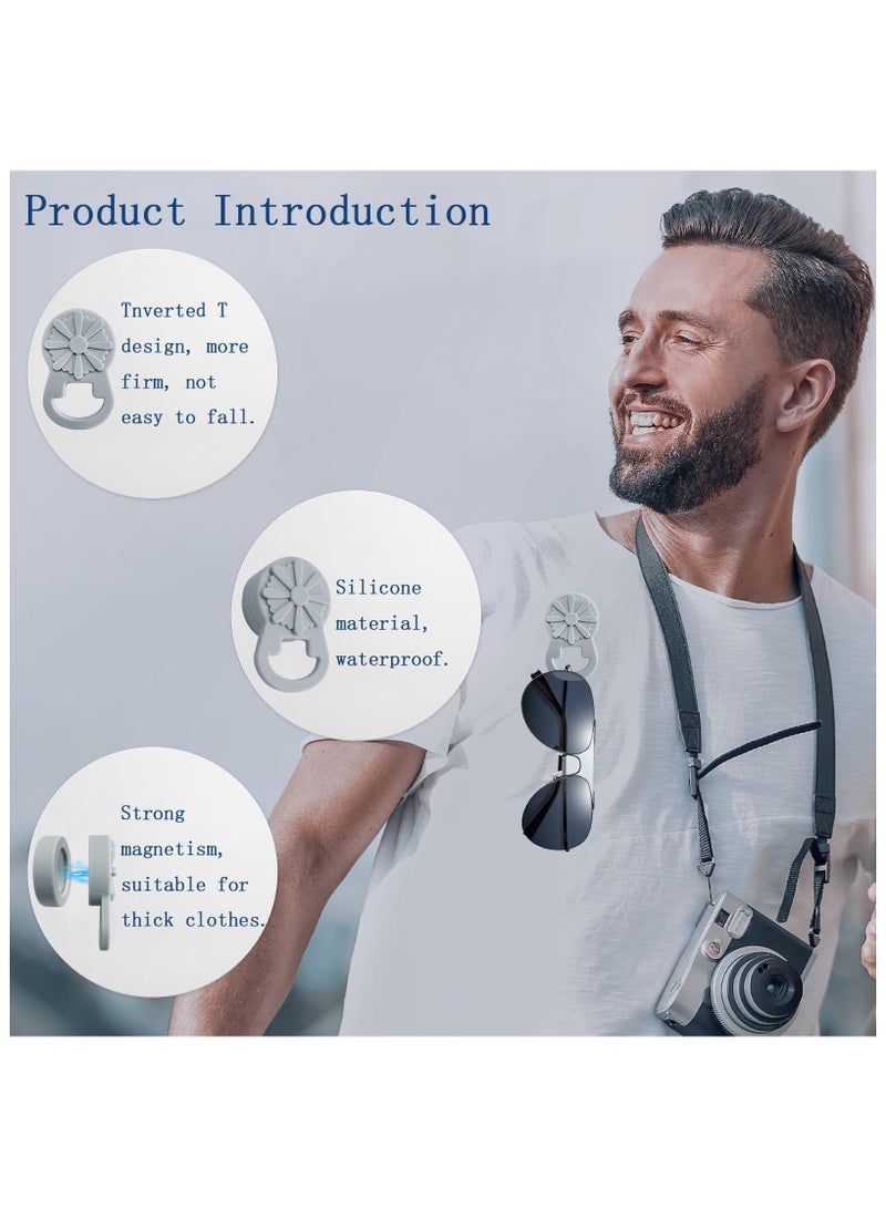 CMGTYYD White Magnetic Eyeglass Holder Pin | Strong Magnetic Eyeglass Holder Clip - Silicone Eyewear Strap Alternative Hanger Tool for Men Women Shirt Clothes - Image 3