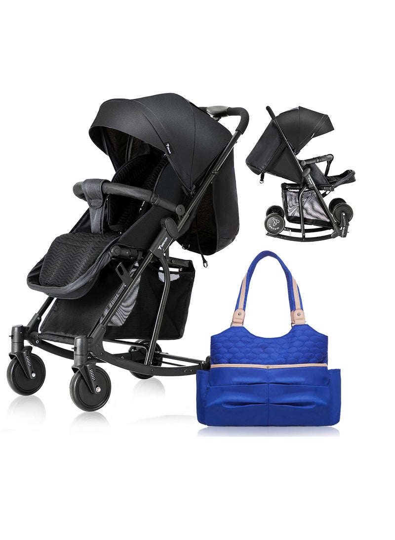 TEKNUM Teknum Stroller With Rocker with Blue Fashion Diaper tote Bag- Black  - Image 1