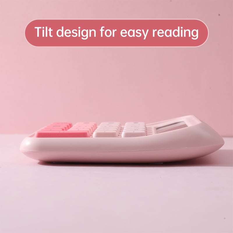 آلة حاسوب سطح المكتب 12 رقمًا مع شاشة LCD كبيرة وأزرار كبيرة تعمل بالطاقة الشمسية والبطارية مناسبة للمكتب والمدرسة والمنزل للأطفال والطلاب والمحاسبين - لون أخضر - Image 3