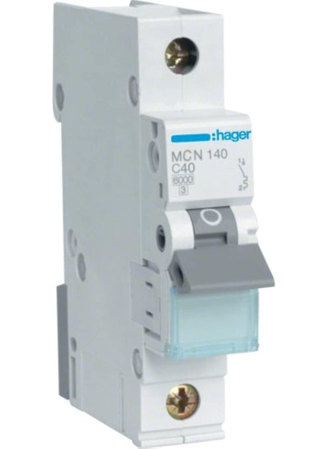 Hager Miniature Circuit Breaker  Mcb 1Pole 40A 6Ka Mcn140 