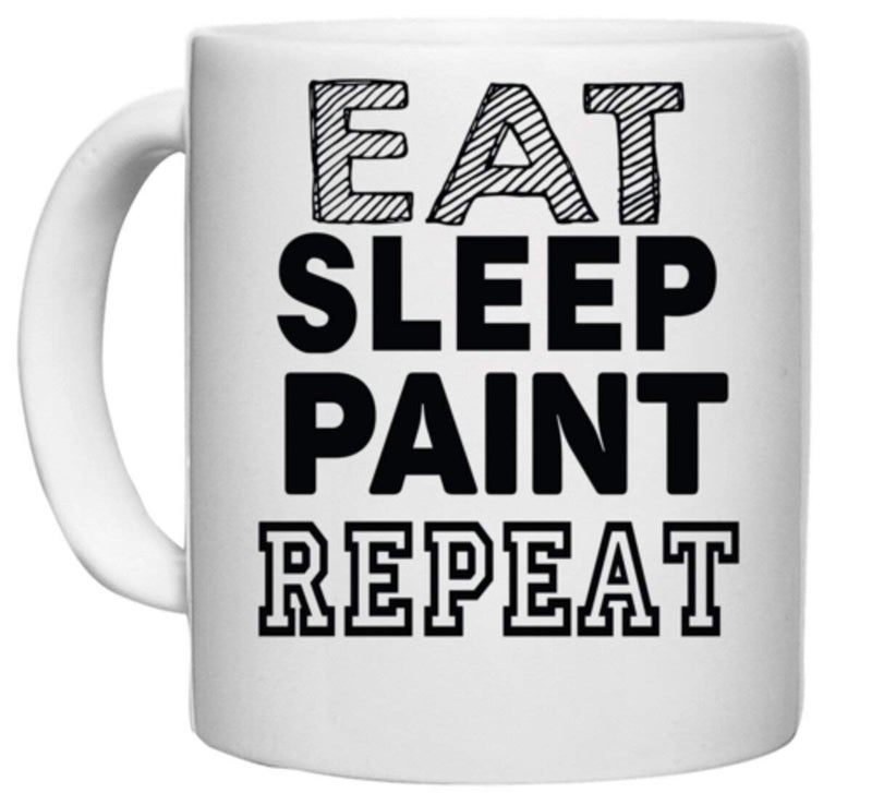 UDNAG White Ceramic Coffee/Tea Mug 'Paint | eat Sleep Paint Repeat' Perfect for Gifting [330ml] - Image 2