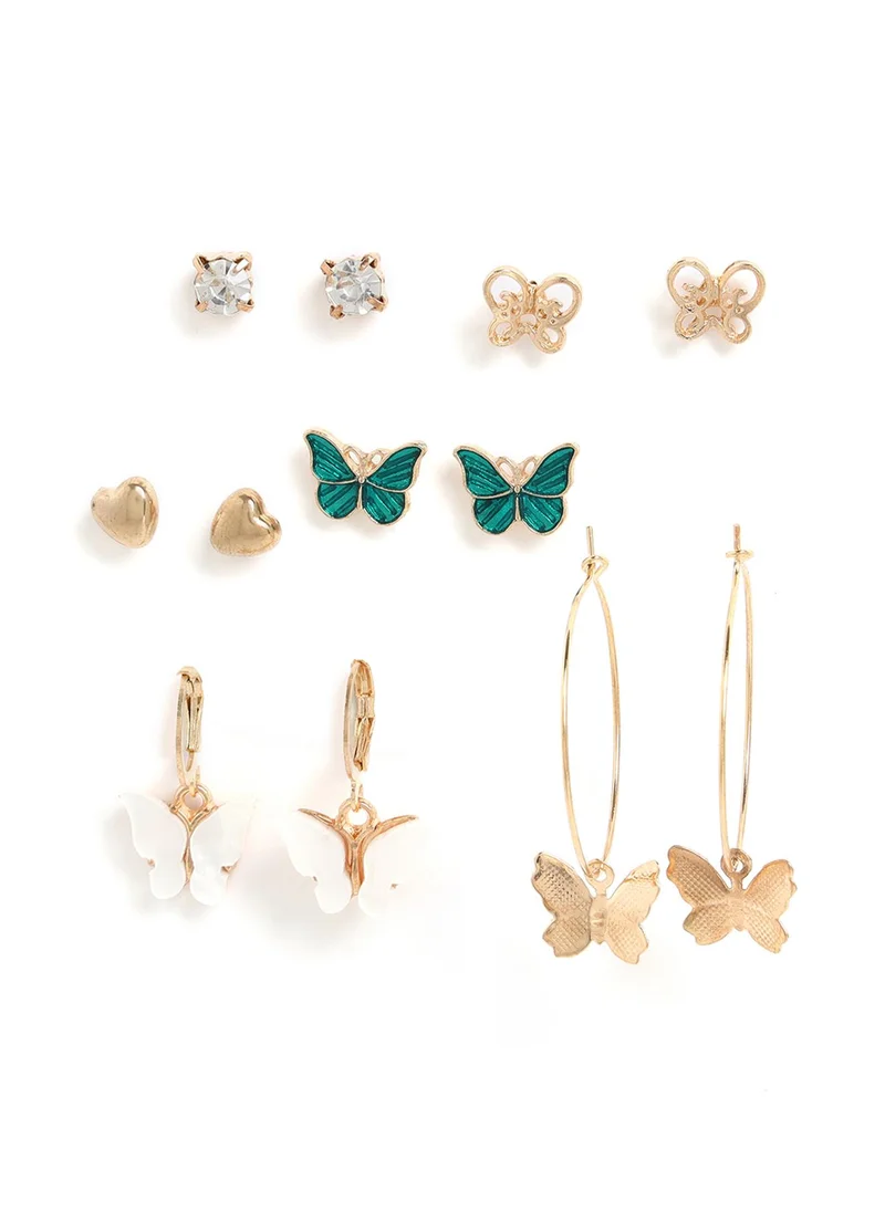 SOHI Set of 6 Butterfly Shaped Stud Earrings