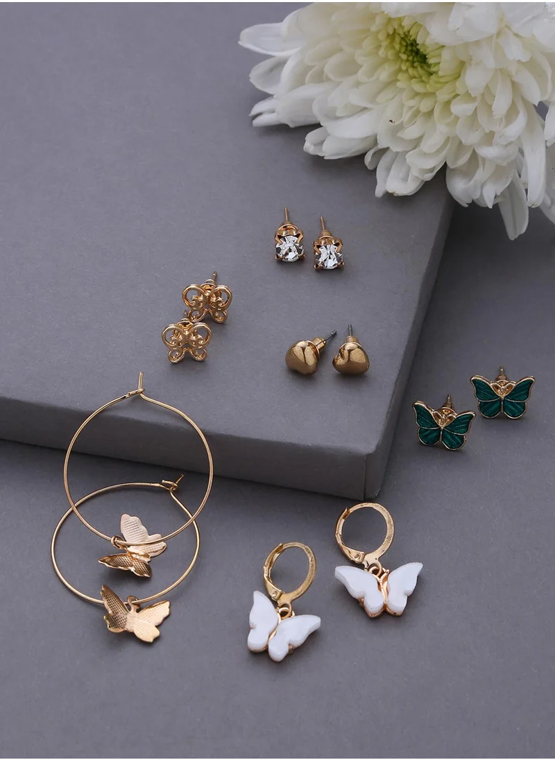 SOHI Set of 6 Butterfly Shaped Stud Earrings