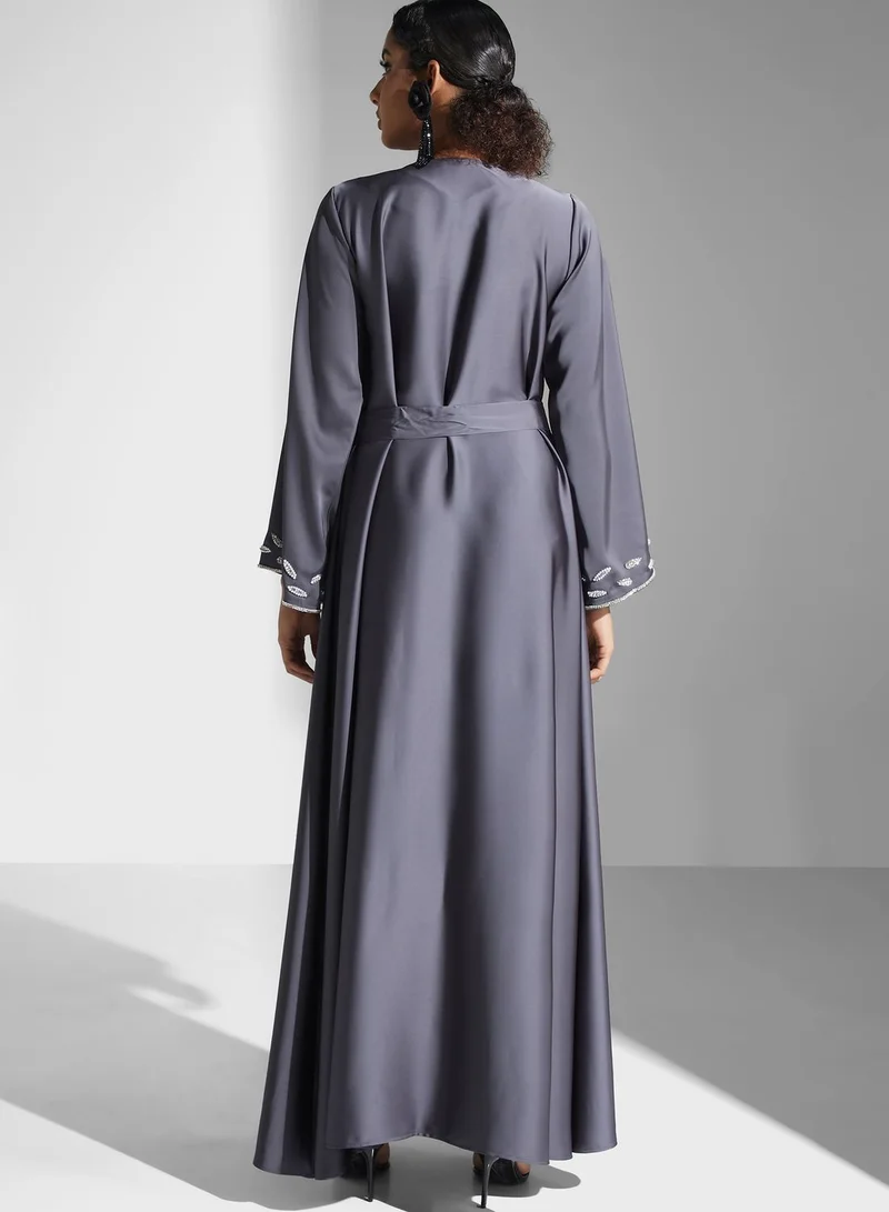Yaser albik Embellished Satin Maxi Dress