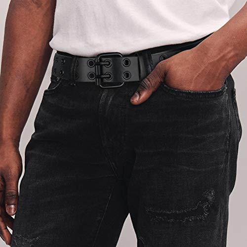 macoking Grommet Belts for Women, Studded Black Belt for Teens - Aesthetic Double Holes-S - Image 2
