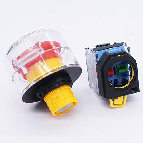 TWTADE / 22mm 1 NC 1 NO Red Mushroom Latching Action Emergency Stop with Cover Push Button Switch 10A 440V Add Protection Cover LA38A-11ZS-Z - Image 5