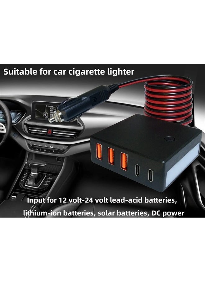 Bejav - Car USB Charger Multi Port, USB C Car Charger, Cigarette Lighter USB Adapter, Compatible with iPhone Android Samsung USB Device Smart Phone Tablets Charging. - Image 1