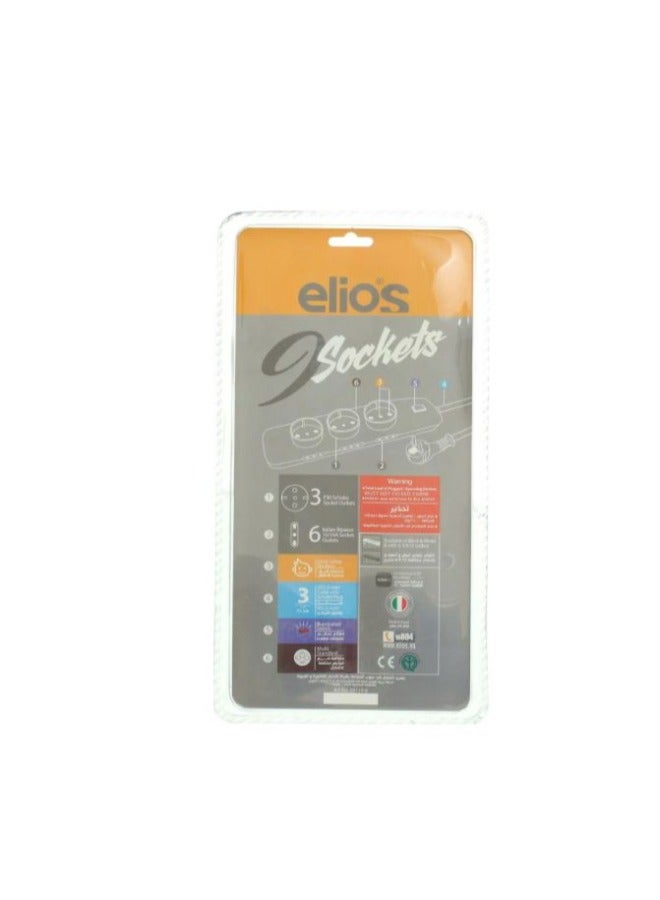 إليوس مشترك كهربائي اليوس، اسود - Basic 9 Sockets - Image 3