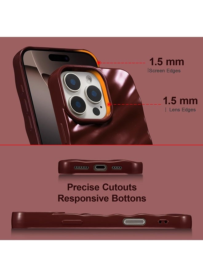 ShebSheb Compatible with iPhone 16 Pro Case Soft TPU Bumper Cute Wave Water Ripple Pattern Case, for Girls Women, Slim, Satin Glossy, Shockproof, Protective Phone Cover - Image 4