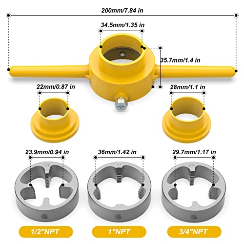MEANLIN PVC Thread Maker Tool, NPT Die Set, Pipe Threader Plumbing Tool, with 3 Dies,1/2", 3/4", 1", Pipe Threader Kit - Image 2