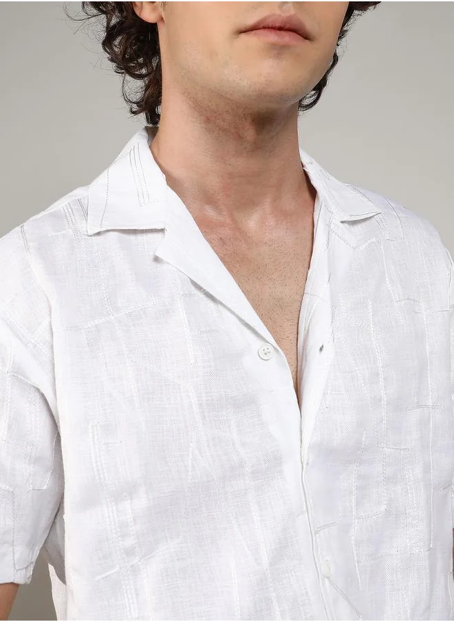 كامبوس سوترا Embroidery Pattern Regular Shirt with Buttons by Styli
