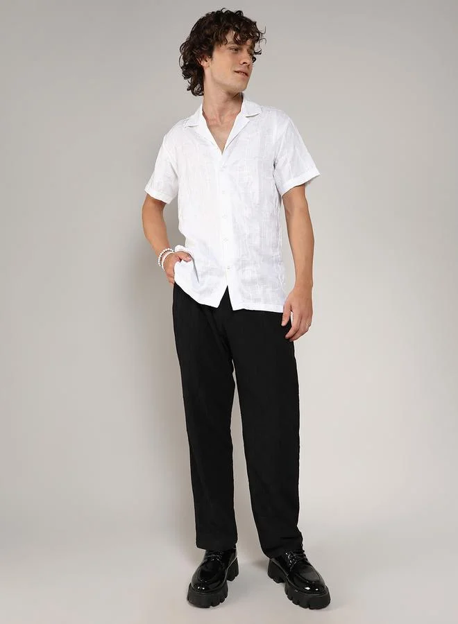 Campus Sutra Embroidery Pattern Regular Shirt with Buttons by Styli