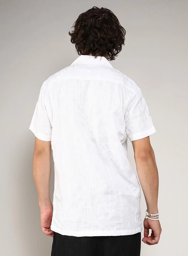 Campus Sutra Embroidery Pattern Regular Shirt with Buttons by Styli