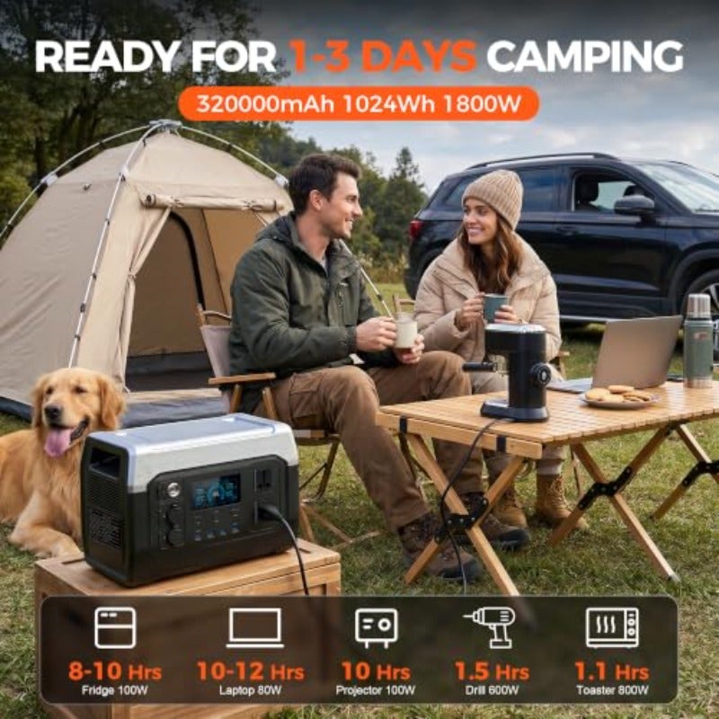 XP1000 Solar Generator with 100 W Solar Panel 1024 Wh Portable Power Station LiFePO4 Battery 1800 W AC 100 W USB-C Output 1 Hr Fast Charge for Outdoor Off-Grid Living RV Emergency - Image 3