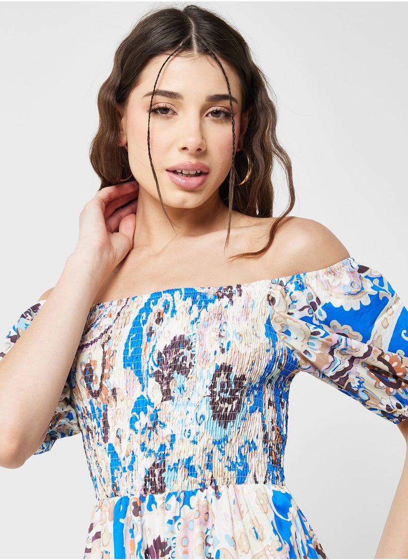 Ginger - Off Shoulder Printed Maxi dress - Image 1