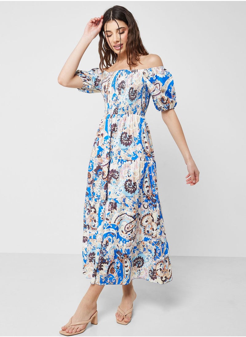 Ginger - Off Shoulder Printed Maxi dress - Image 1