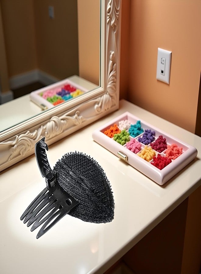 Bwexxt Black Puff Hair Head Cushion Volume Clips Fluffy Pad Sponge Clip Bun Comb Volume Base Set for Women DIY Hairstyling Tools, and Barrettes Accessories - Image 5