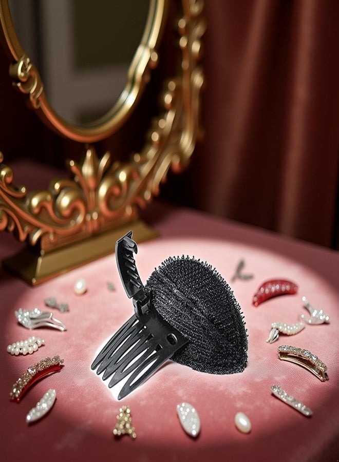 Bwexxt Black Puff Hair Head Cushion Volume Clips Fluffy Pad Sponge Clip Bun Comb Volume Base Set for Women DIY Hairstyling Tools, and Barrettes Accessories - Image 4