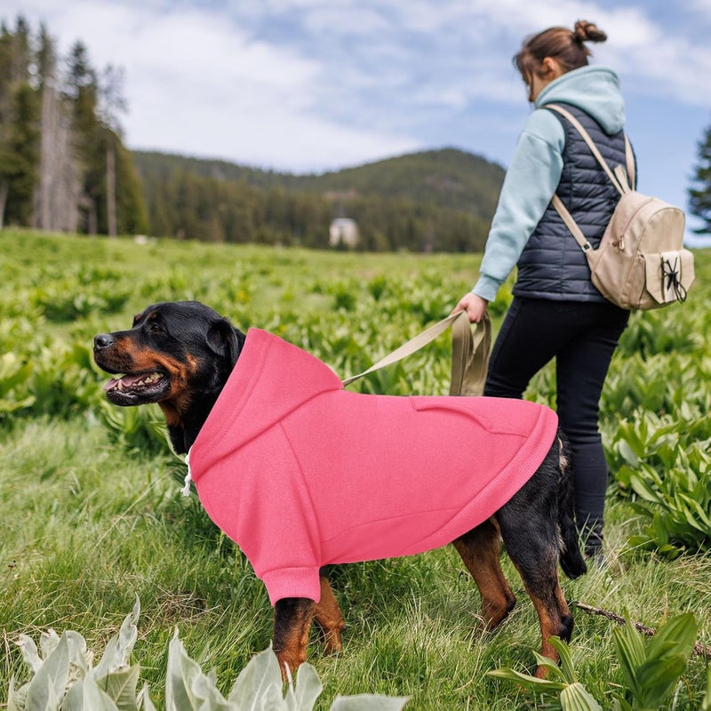 Waoduld 5XL Dog Sweaters for Large Dogs,Extra-Large Dog Hoodie,Cozy Fleece Interior Sweatshirt with Hood & Pocket,Leash Hole,Pet Clothes Sweater Hoodie for Large Dogs,Pink&5XL - Image 4