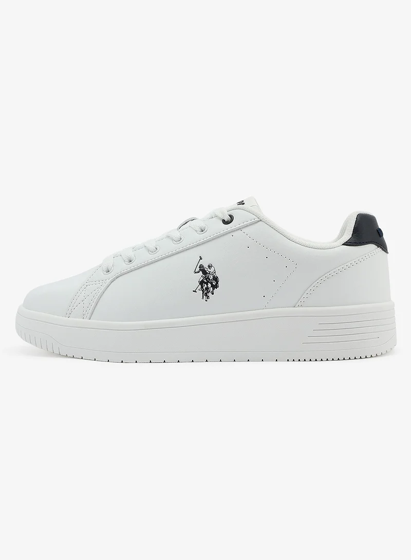 U.S. Polo Assn. Men's White Low-Top Canvas Sneakers - Bold Iconic Branding for a Clean Look Shoes