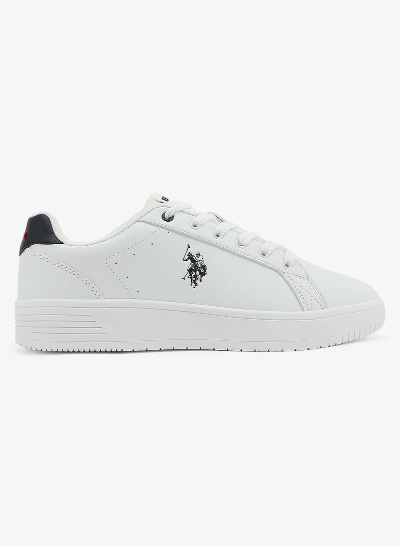 U.S. Polo Assn. Men's White Low-Top Canvas Sneakers - Bold Iconic Branding for a Clean Look Shoes