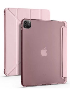 Apple iPad Pro 12.9 2020 Tri Folding Stand Case with Pencil Compartment A2229 A2069 A2232 A2239 Rose Gold