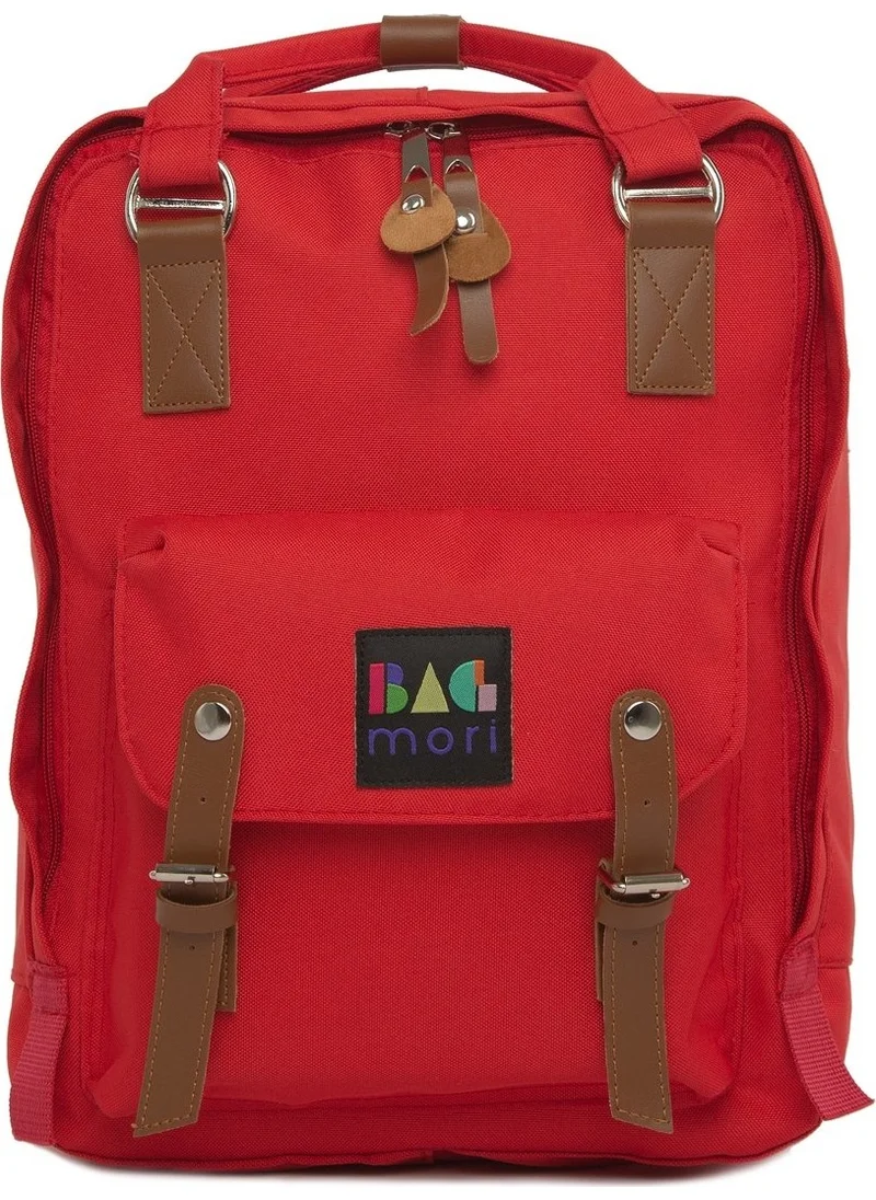 باجموري Red Belt Detailed Pocket Backpack