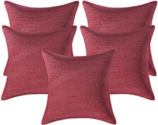IM FAB IMFAB Plain Jute Cushion Cover (Maroon/Red) 16X16 inches or 40X40 cms - Image 1