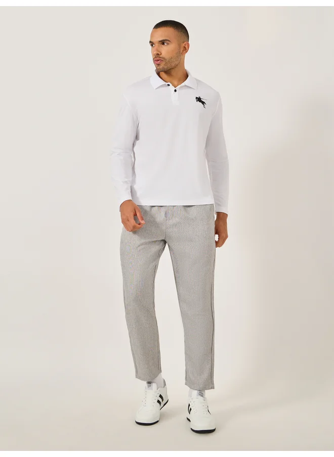 Take Two Take Two Men White Graphic Print Long Sleeve Polo T-Shirt