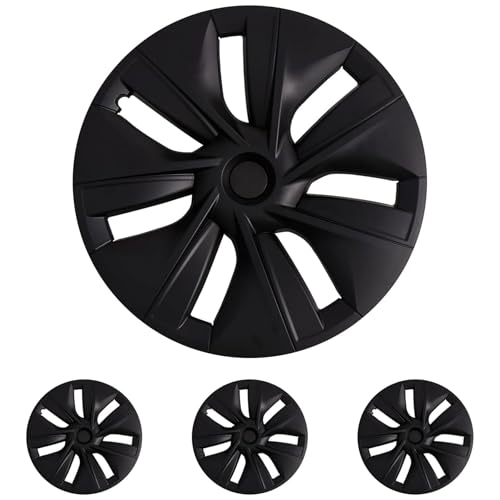 KAVANIC fits Tesla Model Y Wheel Covers19 Inch Matte Black Wheel Covers Support Logo Range Improvement (4 PCS) OEM Style for 2020-2023 Model Y Hubcaps Replacement - Image 1