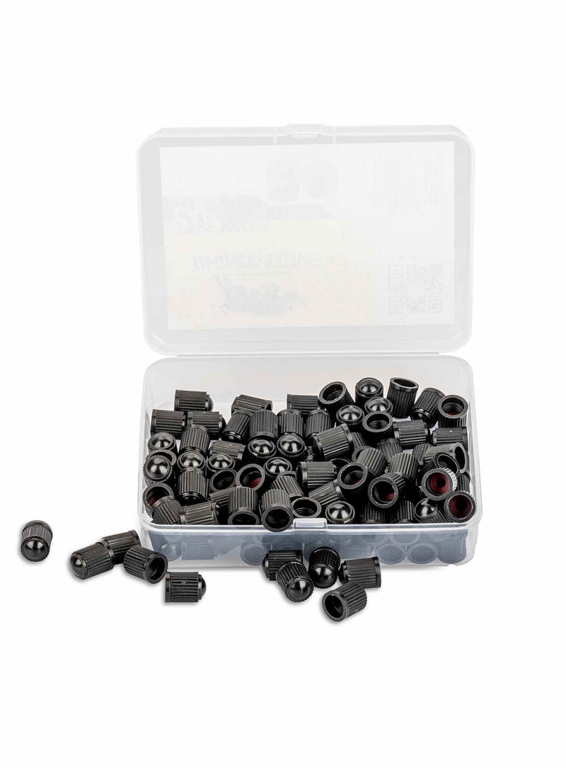 RHINOMOTIVE Automotive Tire Plastic Valve Cap 100 Pcs Black Color  - Image 2