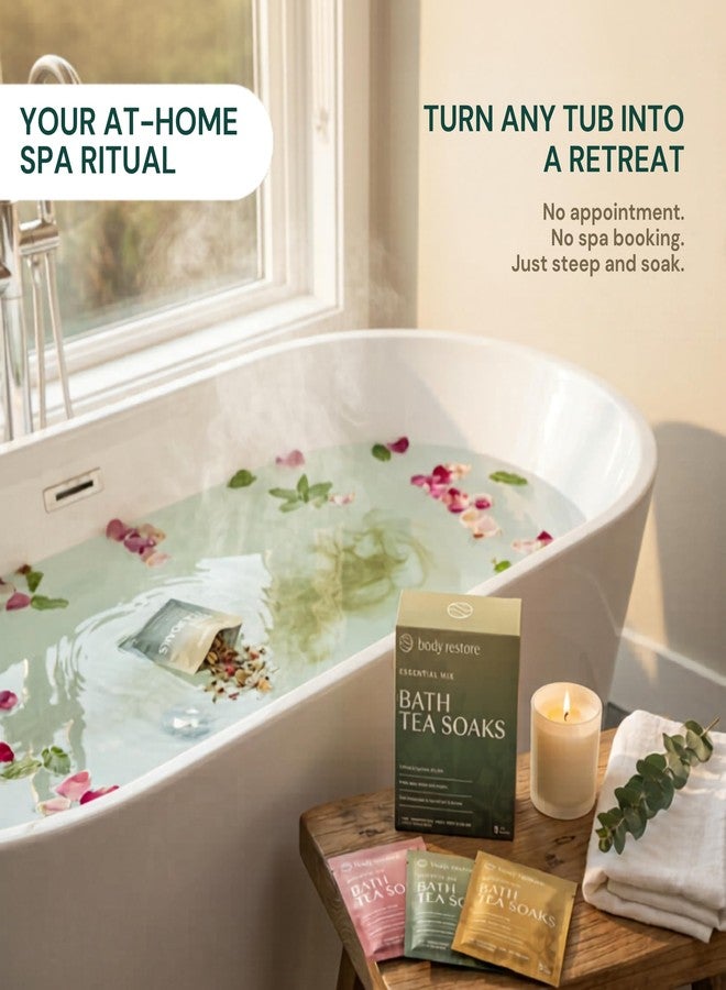 Body Restore Bath Tea Soaks Gift Set - Spa Gifts for Women, Mom, Wife & Self Care Lovers - Relaxing Botanical Bath Sachets for Stress Relief & Hydrated Skin - Essential Mix (3 Pack) - Image 3