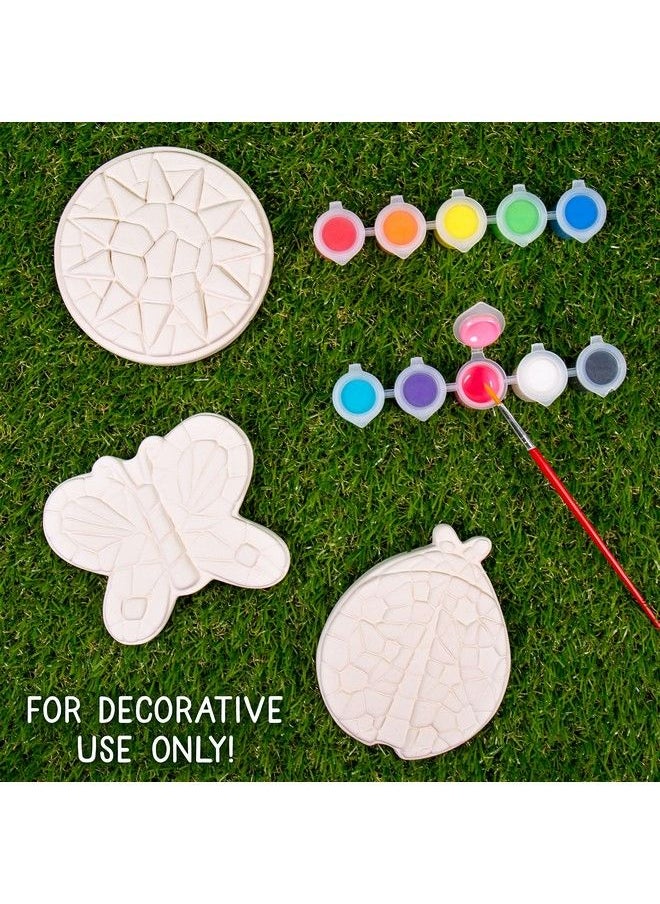 Creative Roots - Mosaic Butterfly Ladybug & Sun Stepping Stone Includes 3 Pack 4.5 Inch Ceramic Stepping Stone & 6 Vibrant Paints Paint Your Own Stepping Stone Diy Stepping Stone For Kids Ages 8+ - Image 1