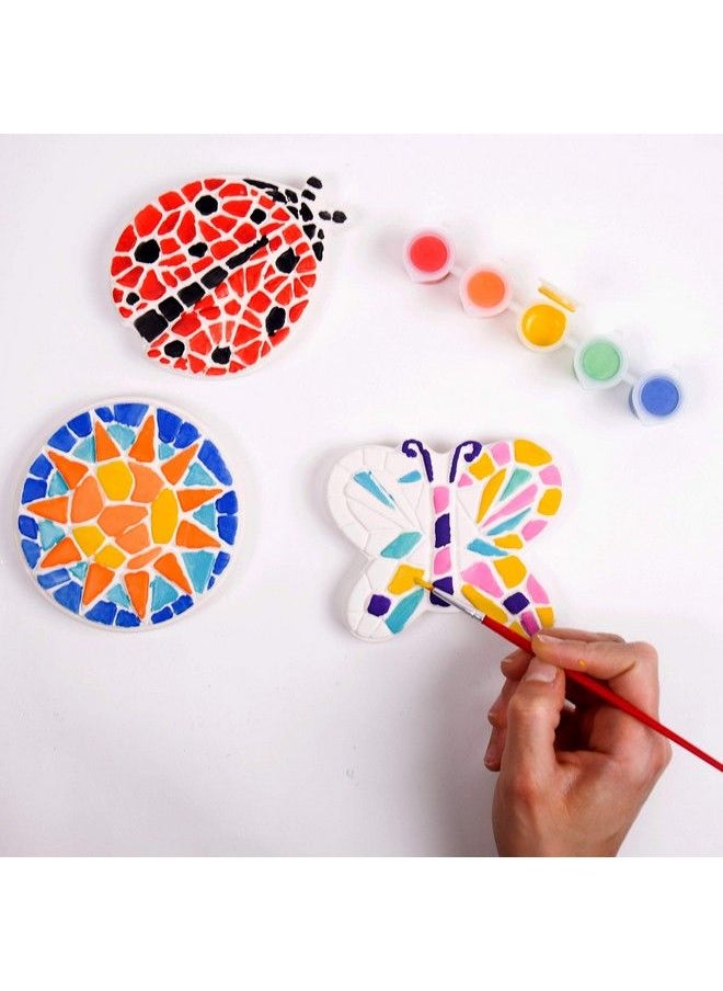 Creative Roots - Mosaic Butterfly Ladybug & Sun Stepping Stone Includes 3 Pack 4.5 Inch Ceramic Stepping Stone & 6 Vibrant Paints Paint Your Own Stepping Stone Diy Stepping Stone For Kids Ages 8+ - Image 1