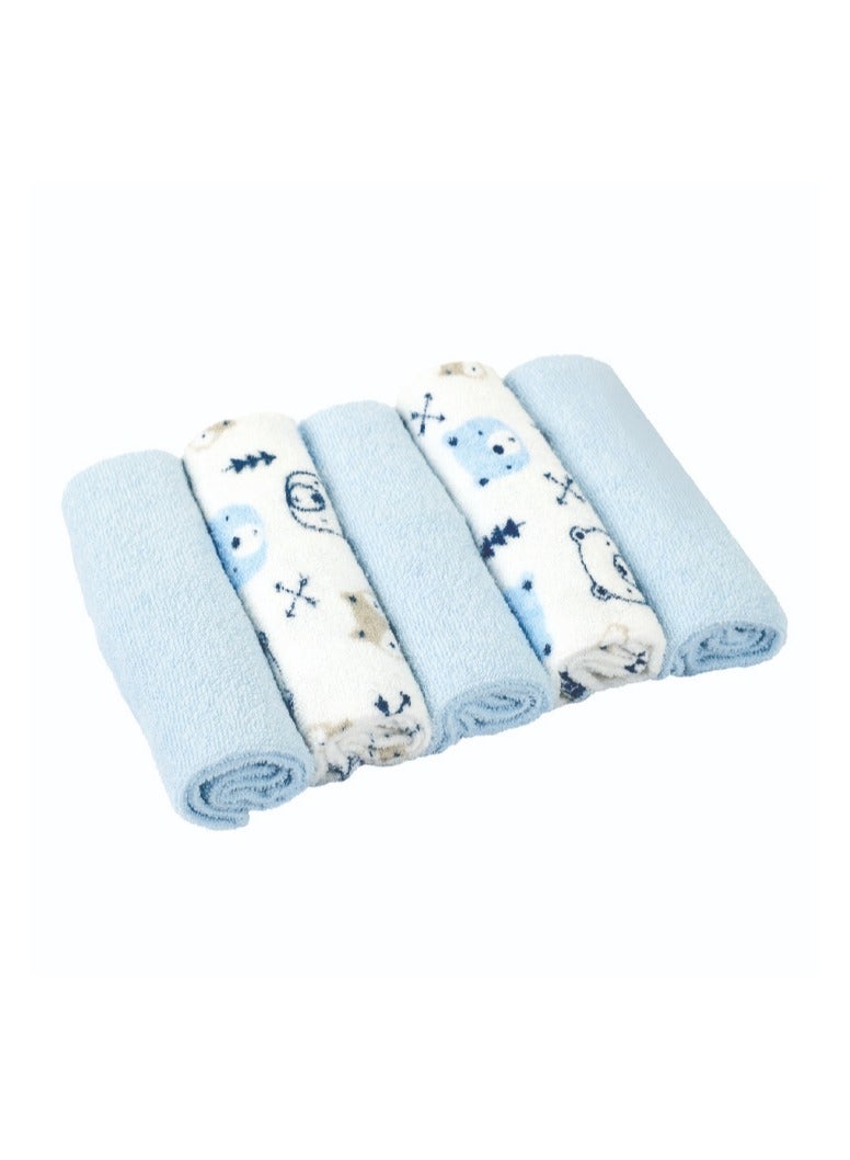 Nurtur 5 pk Washcloths - Terry Cloth - Blue Multi/Boy - Image 1