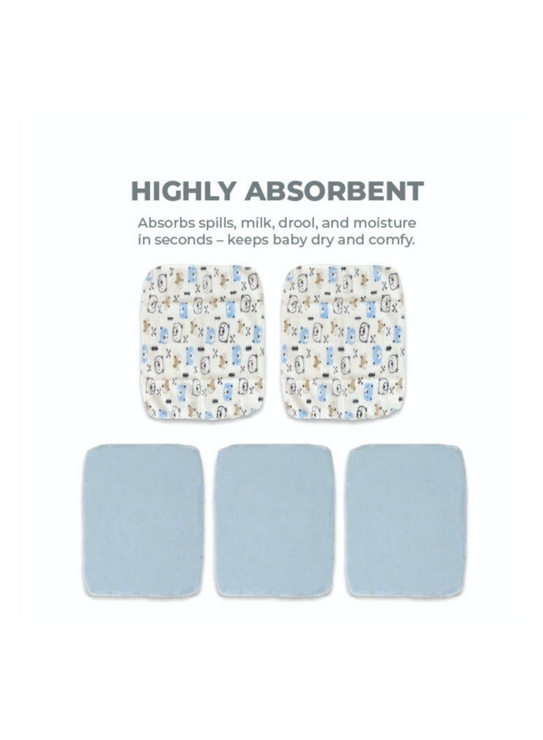 Nurtur 5 pk Washcloths - Terry Cloth - Blue Multi/Boy - Image 5