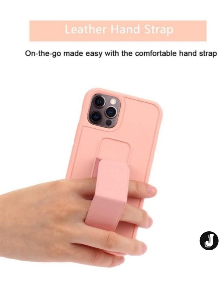 JAJEEK iPhone 16 Pro Pink Magnetic Car Mount Kickstand Case – Premium Silicone with Vertical & Horizontal Hand Strap and Multi-Stand Functionality - Image 2