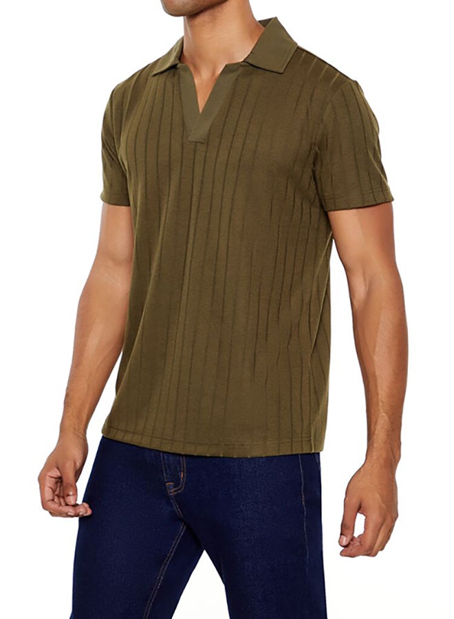 FOREVER 21 Ribbed Knit V-Neck Polo Shirt - Image 2