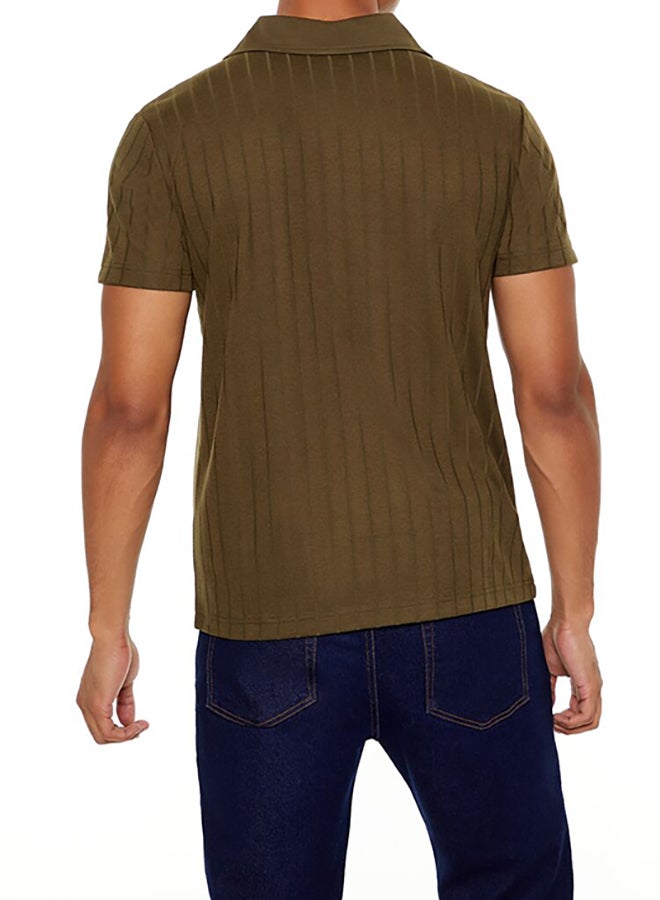 FOREVER 21 Ribbed Knit V-Neck Polo Shirt - Image 3