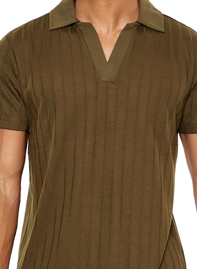 FOREVER 21 Ribbed Knit V-Neck Polo Shirt - Image 5