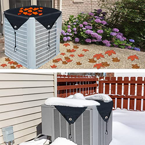 Boqon Air Conditioner Cover for Outside Units Heavy Duty Central AC winter Cover Defender Outdoor Top Waterproof SnowResist Black 32 x 32 inch - Image 3