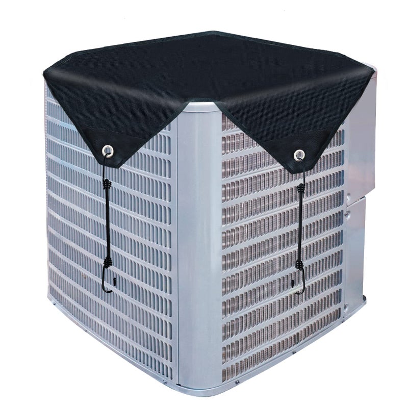 Boqon Air Conditioner Cover for Outside Units Heavy Duty Central AC winter Cover Defender Outdoor Top Waterproof SnowResist Black 32 x 32 inch - Image 2
