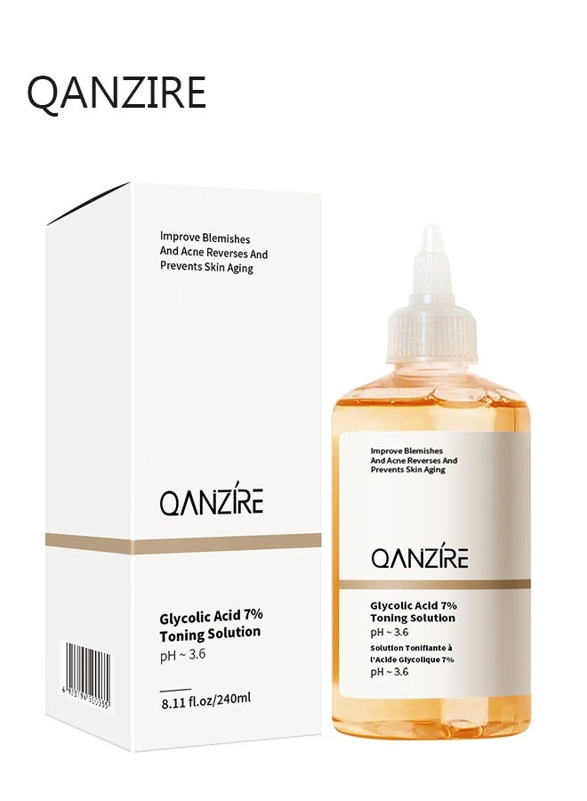 كانزير حمض الجليكوليك 7٪ محلول التنغيم - تونر الوجه المضاد للشيخوخة مزيل حب الشباب العادي رفع التجاعيد ثبات العناية بالوجه المتوهجة 240 مل - Image 2