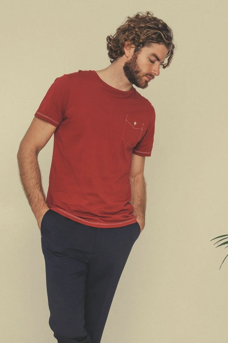 Faguo Burgundy Cotton Jersey T Shirt