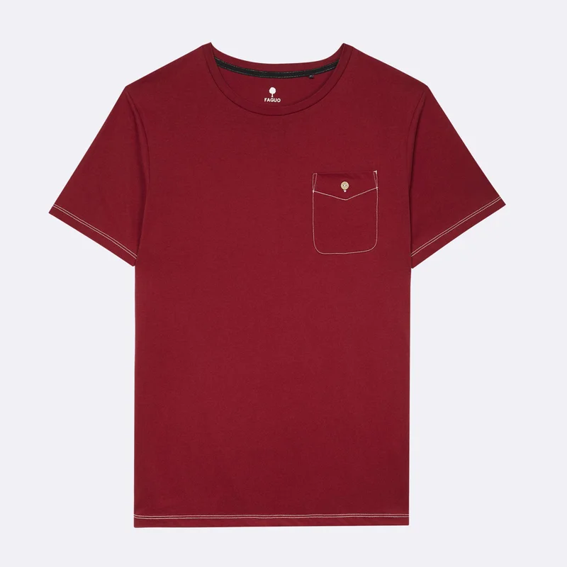 Faguo Burgundy Cotton Jersey T Shirt