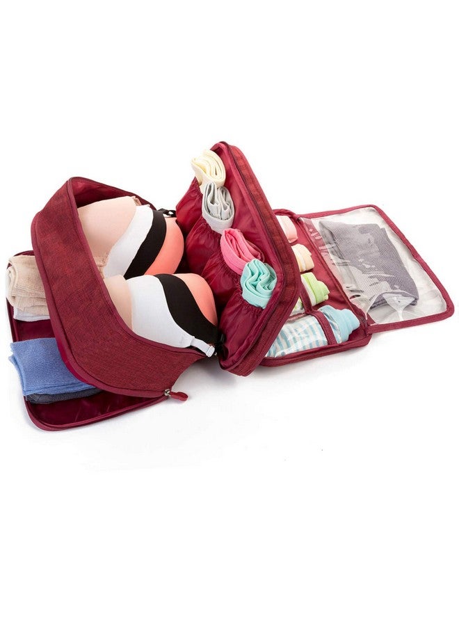 فوركلز حقيبة تخزين محمولة من FORKLS، حقيبة سفر متعددة الأغراض، حقيبة أدوات الزينة، حقيبة تخزين الملابس، منظم ملابس، حقيبة صغيرة للملابس، منظم محمول، حقيبة مستحضرات تجميل (عنابي) - Image 4