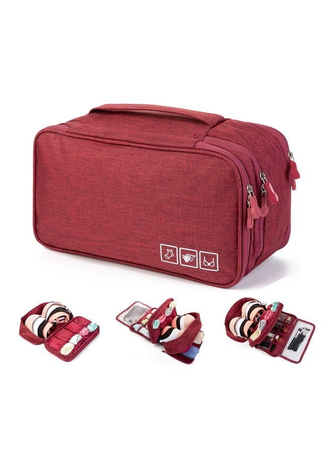 فوركلز حقيبة تخزين محمولة من FORKLS، حقيبة سفر متعددة الأغراض، حقيبة أدوات الزينة، حقيبة تخزين الملابس، منظم ملابس، حقيبة صغيرة للملابس، منظم محمول، حقيبة مستحضرات تجميل (عنابي) - Image 1