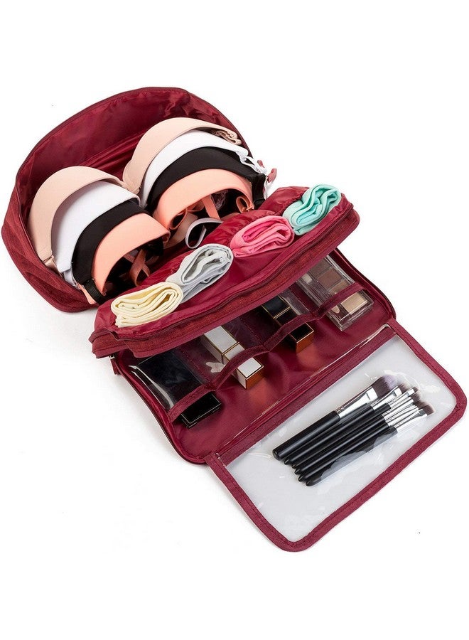 فوركلز حقيبة تخزين محمولة من FORKLS، حقيبة سفر متعددة الأغراض، حقيبة أدوات الزينة، حقيبة تخزين الملابس، منظم ملابس، حقيبة صغيرة للملابس، منظم محمول، حقيبة مستحضرات تجميل (عنابي) - Image 2