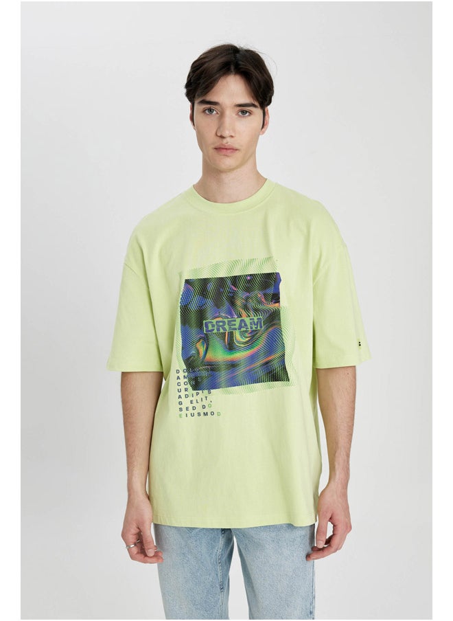 DeFacto - Man Oversize Fit Crew Neck Short Sleeve Knitted T-Shirt - Image 1